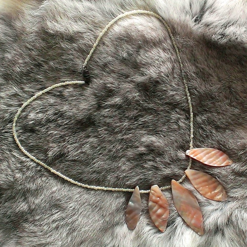 Pink Leaf Shaped Sea Shell Necklace